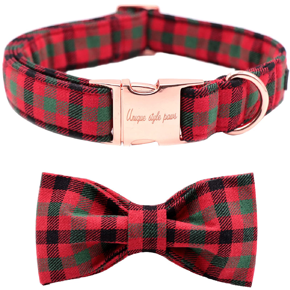 Unique Style Paws collar navideño con pajarita para paseos festivos.