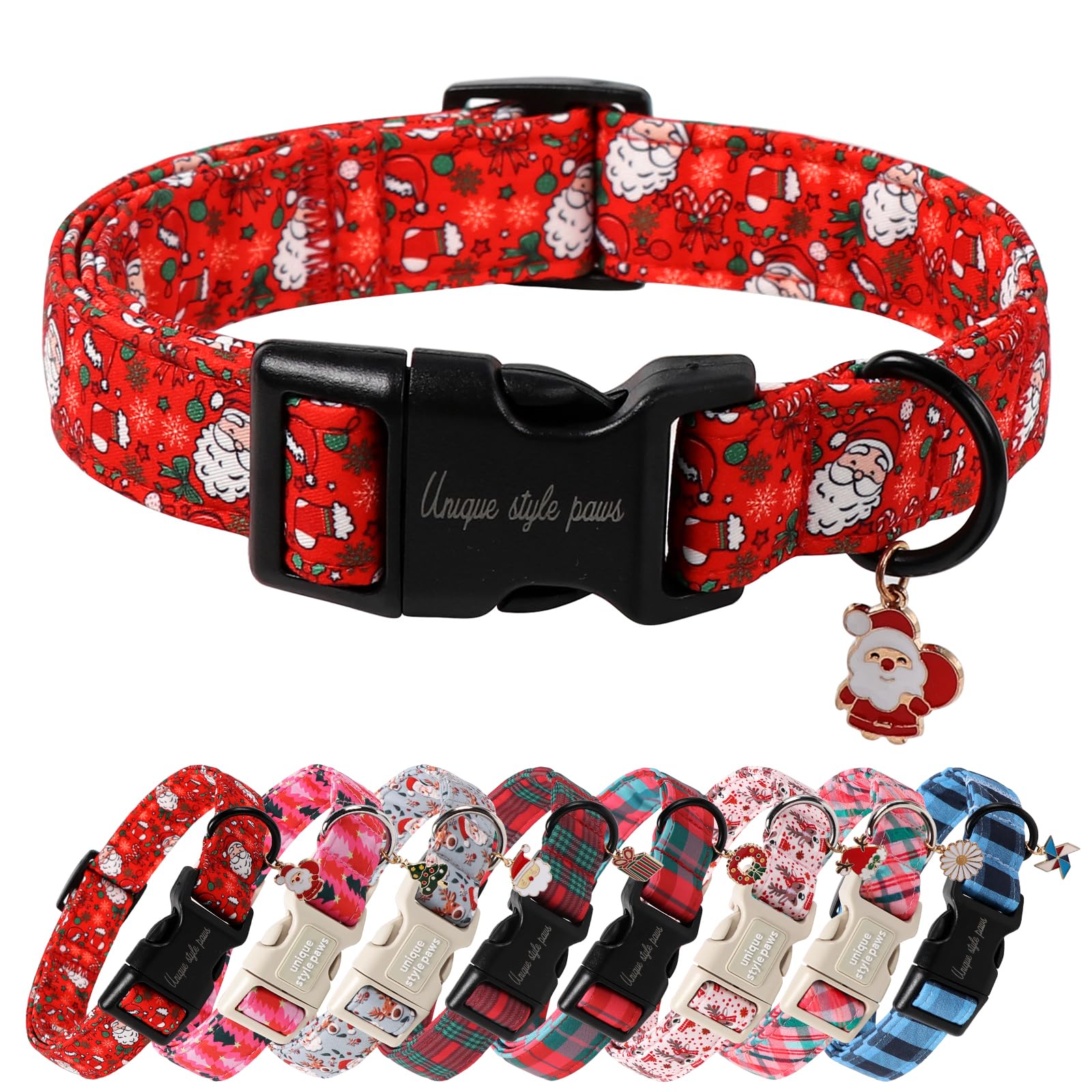 Unique Style Paws collar navidad con hebilla plástica, cómodo y fácil de ajustar.