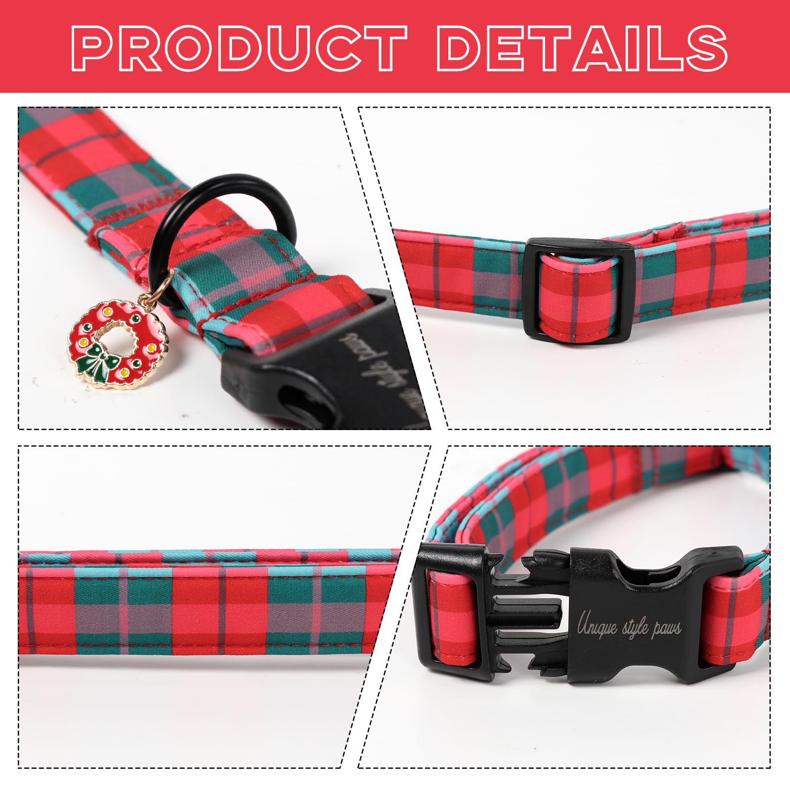Unique Style Paws collar de algodón cómodo para paseos festivos