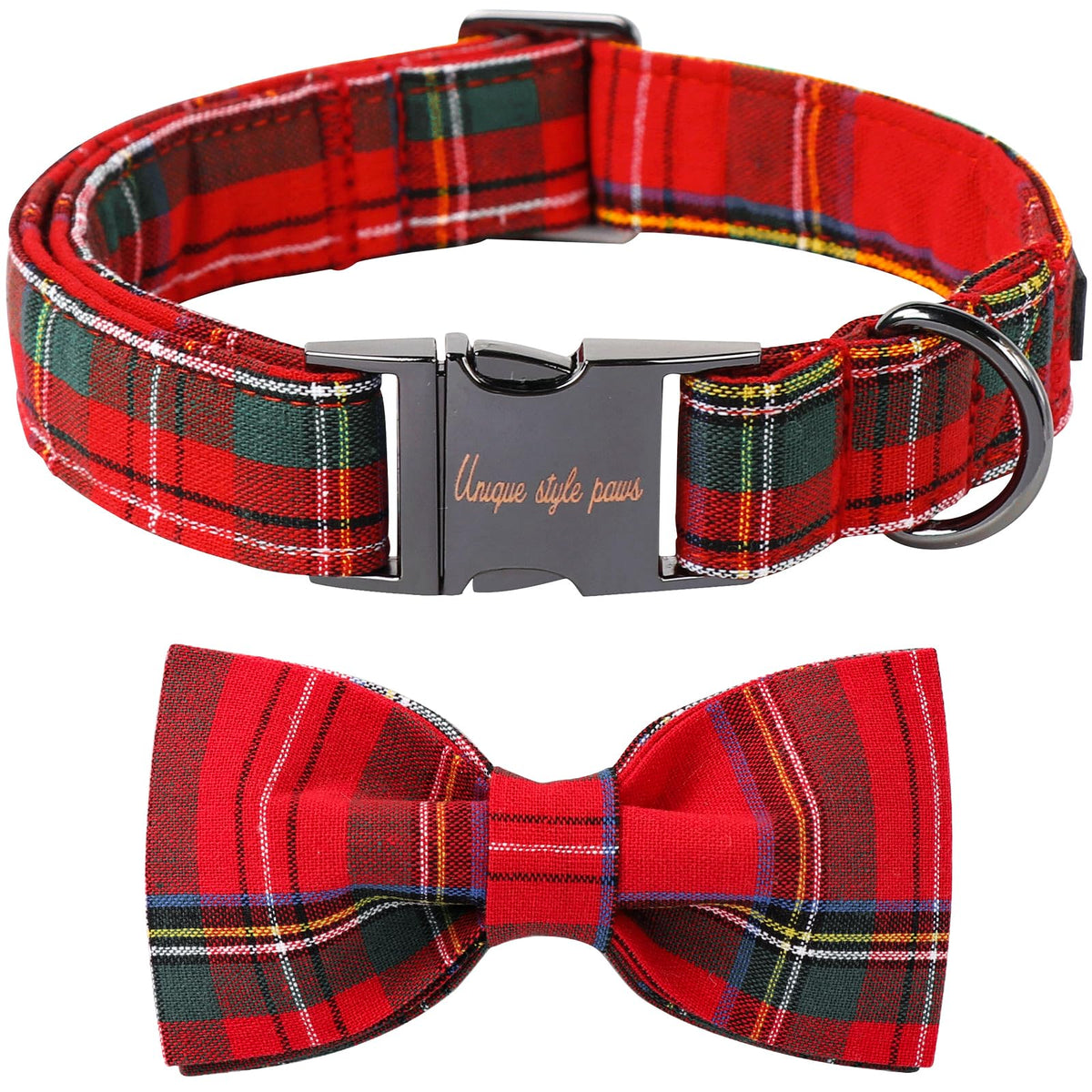 Collar navidad Unique Style Paws con lazo, cómodo para fiestas