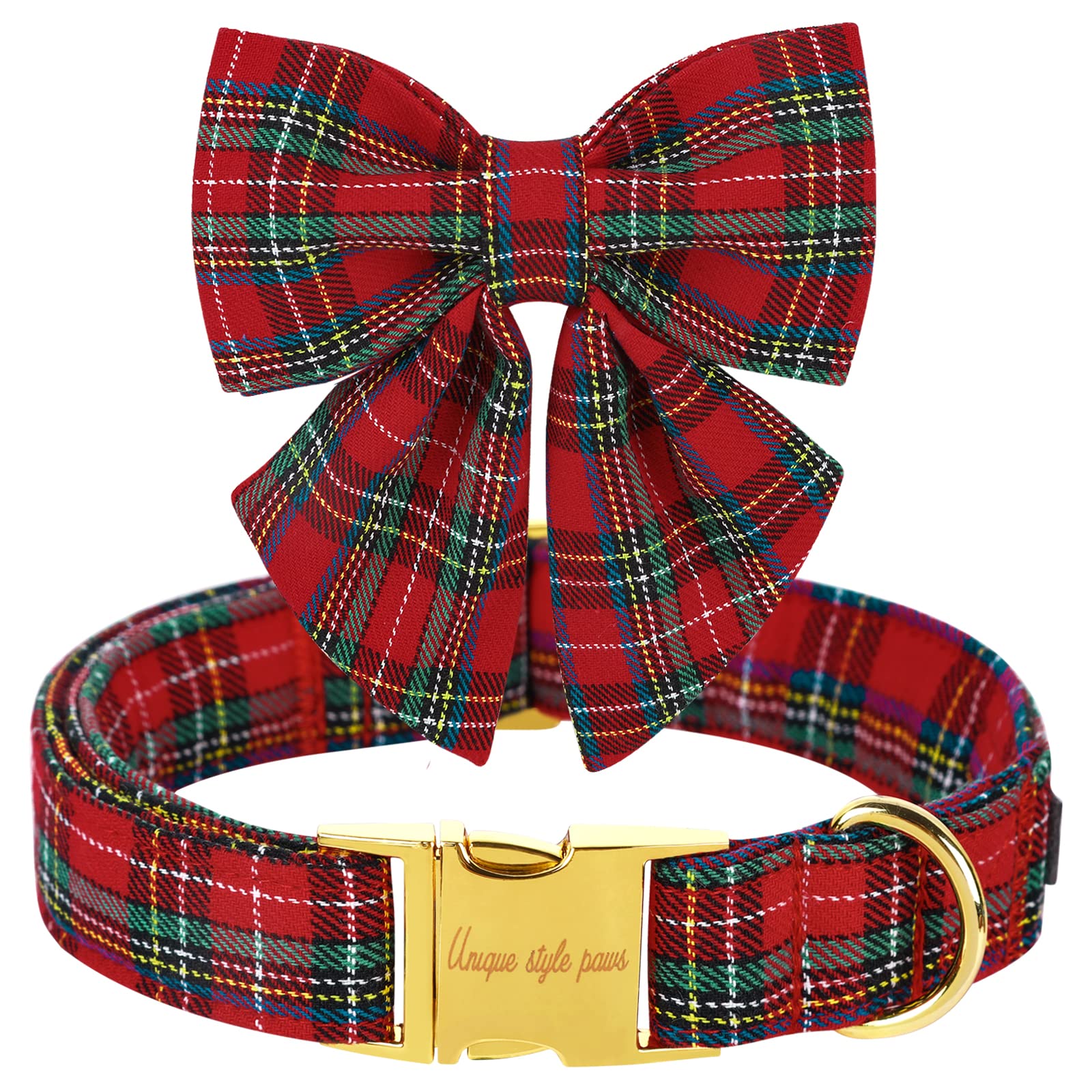 Unique Style Paws collar navidad con lazo para perros, ideal para fiestas festivas.