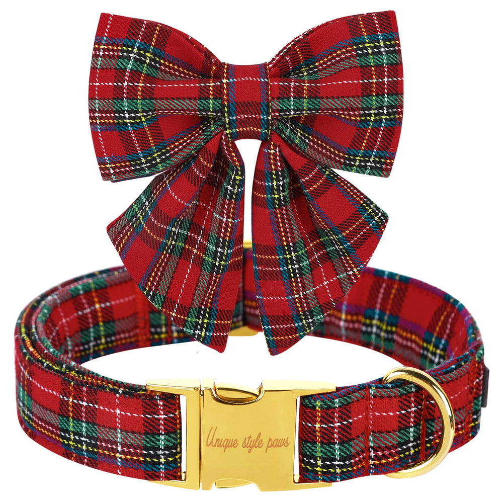 Unique Style Paws collar navidad con lazo para perros, ideal para fiestas festivas.
