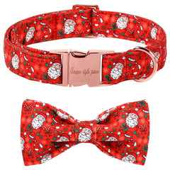 Collar navideño Unique Style Paws con lazo rojo vista frontal para perros