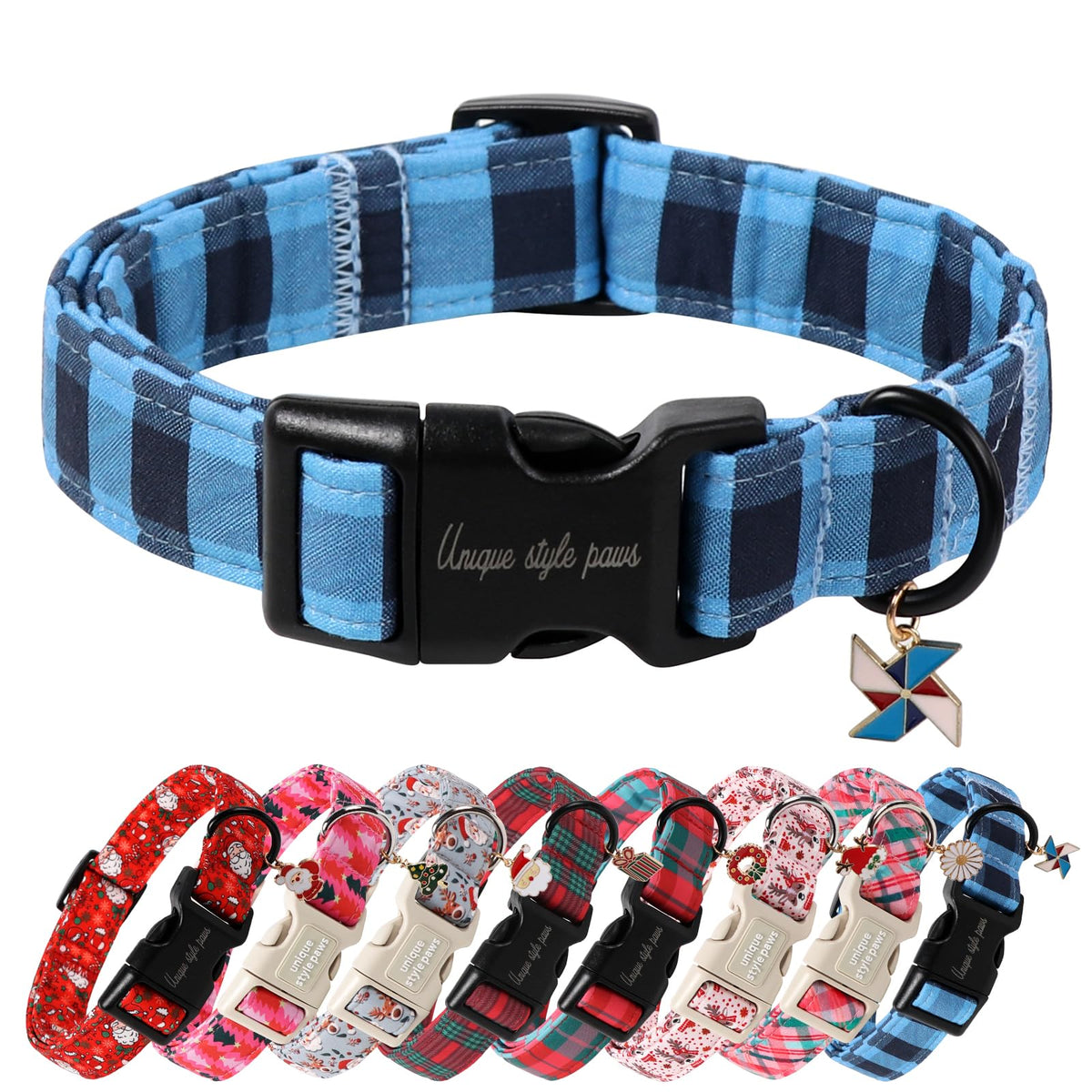 Collar navideño de Unique Style Paws con hebilla plástica.