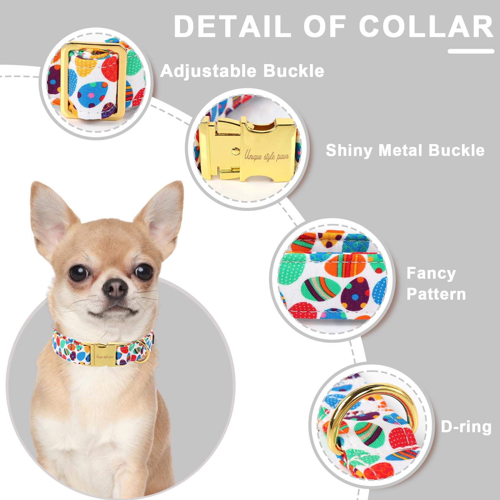 Unique style paws collar de algodón natural, suave y transpirable para perros.