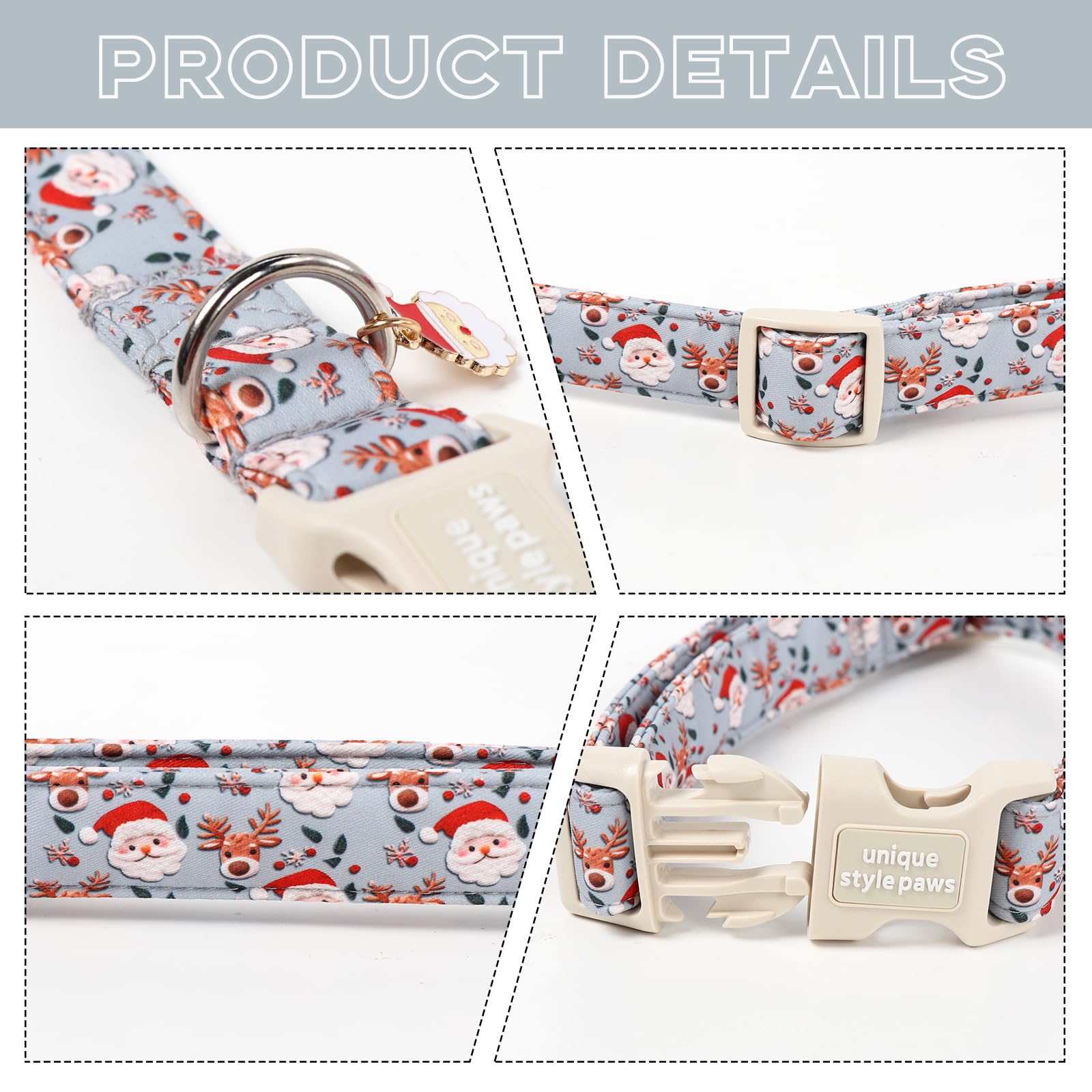 Unique Style Paws collar de algodon comodo para perros pequenos.