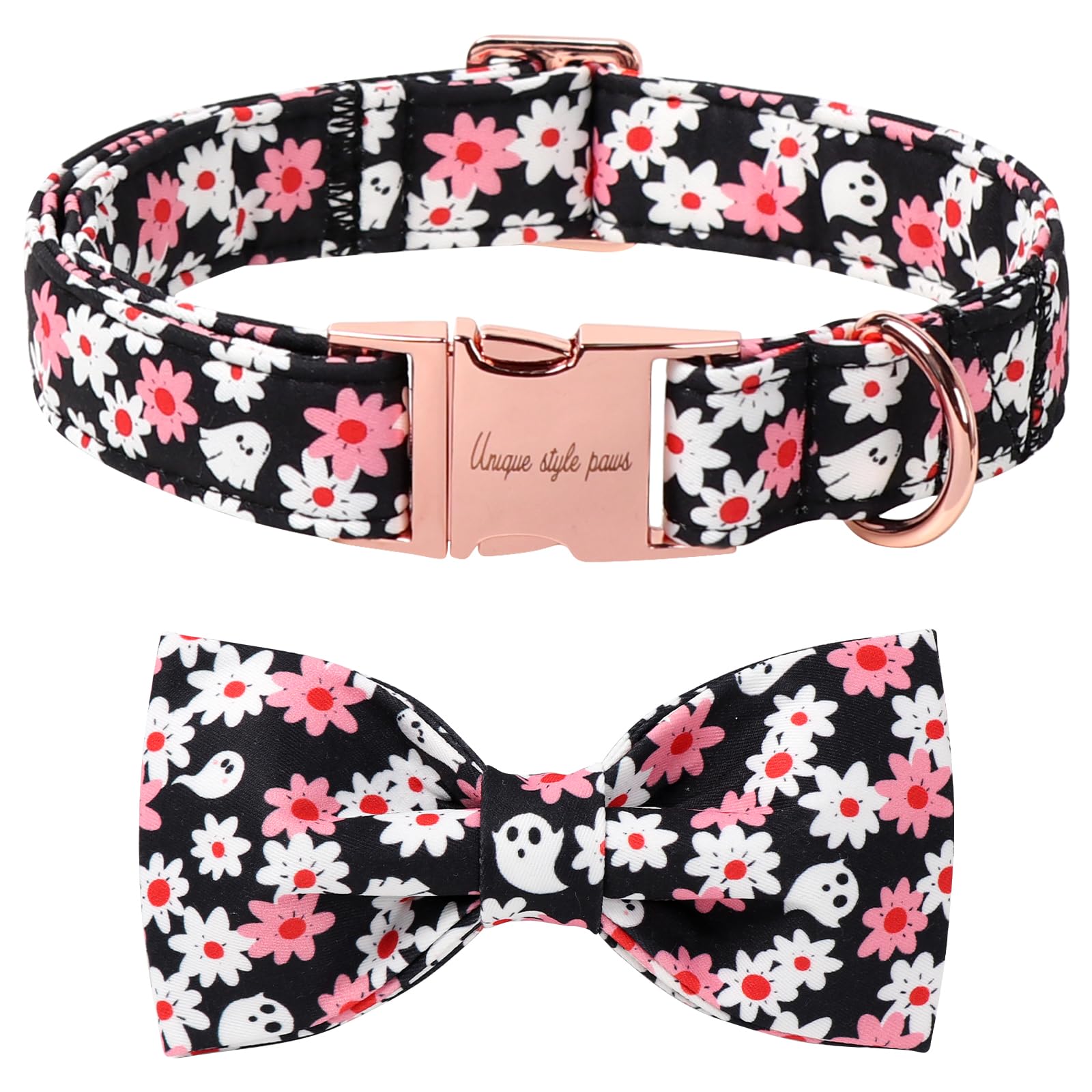 Unique Style Paws collar de algodón suave con lazo otoñal para paseos diarios.