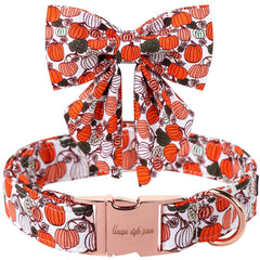 Unique Style Paws collar con lazo calabaza para fiesta de disfraces, cómodo y festivo.