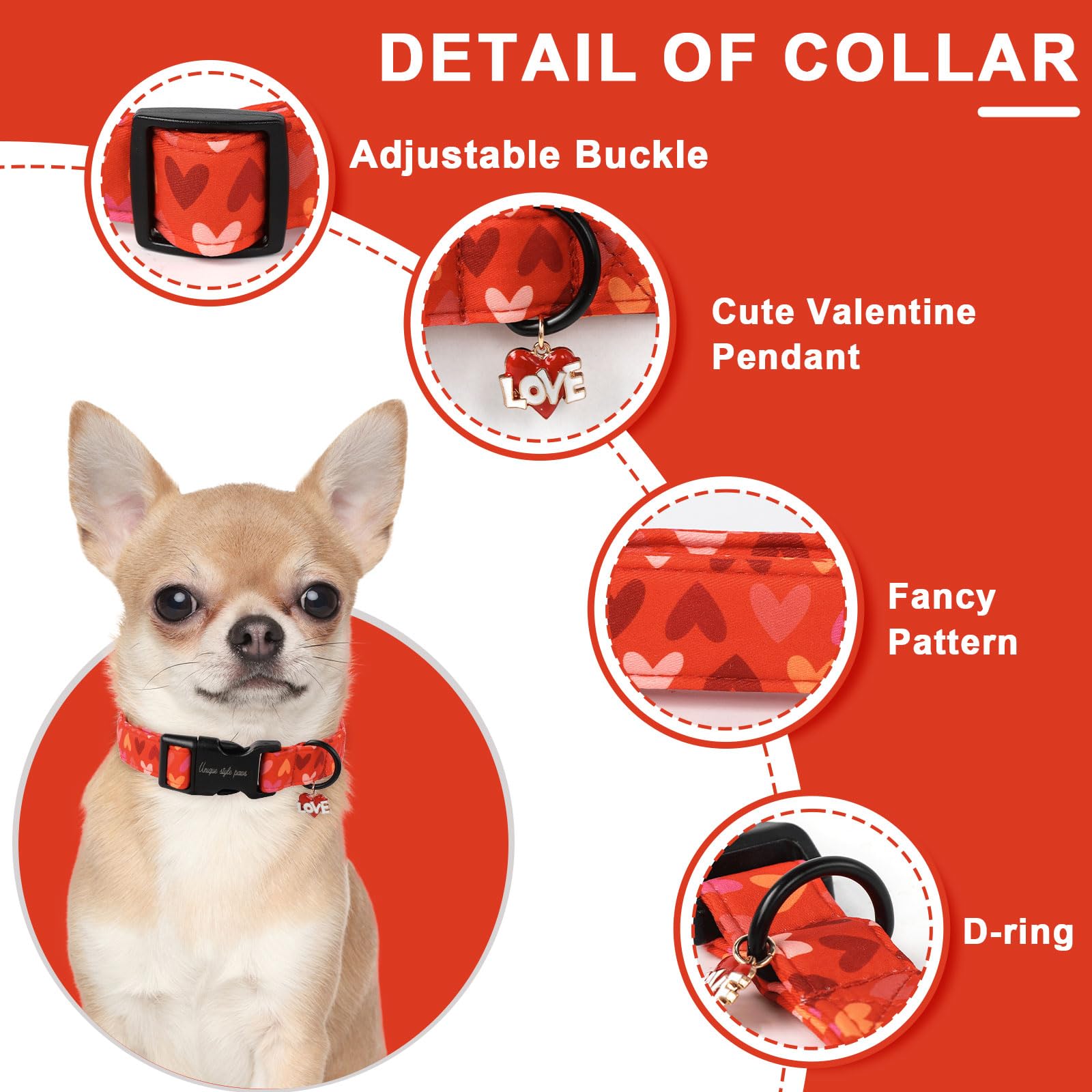 Unique Style Paws collar con hebilla de plastico, seguro y duradero.