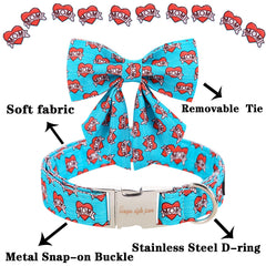 Collar Unique style paws con lazo removible de color azul para estilos