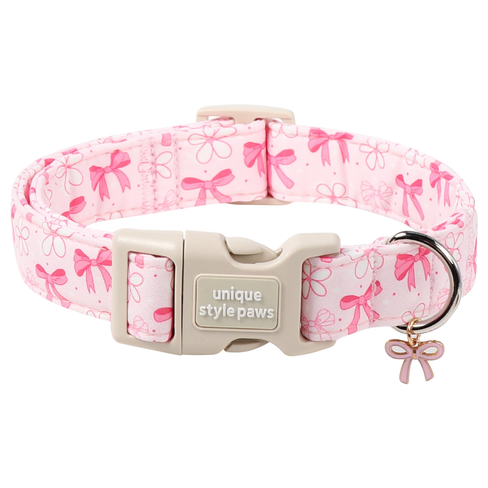 Unique Style Paws Collar Perro Lazo Rosado, cómodo para paseos diarios.