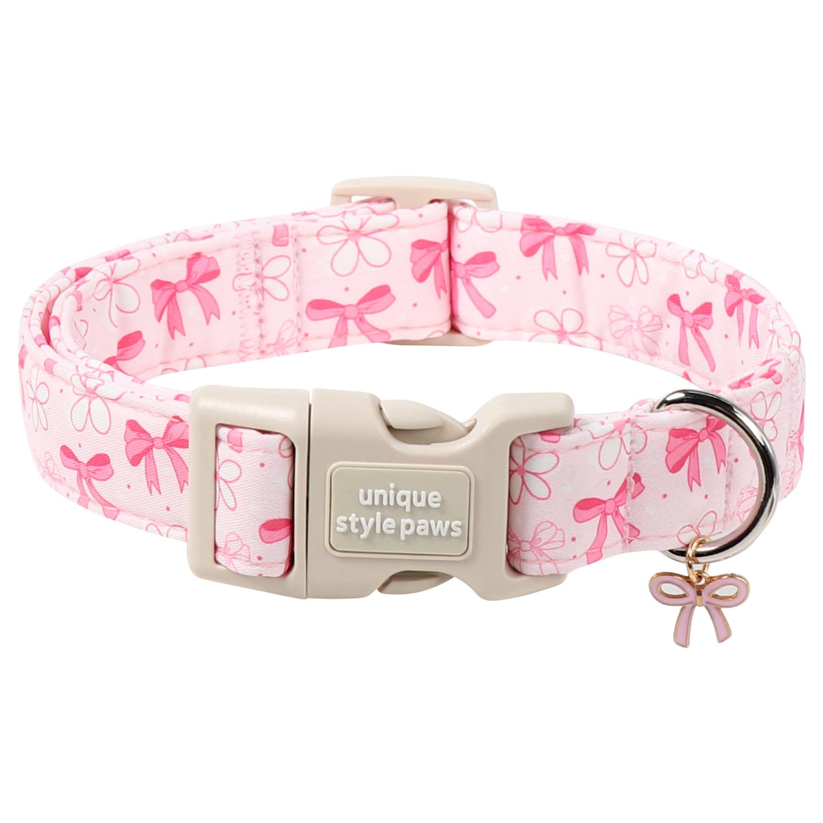 Unique Style Paws Collar Perro Lazo Rosado, cómodo para paseos diarios.