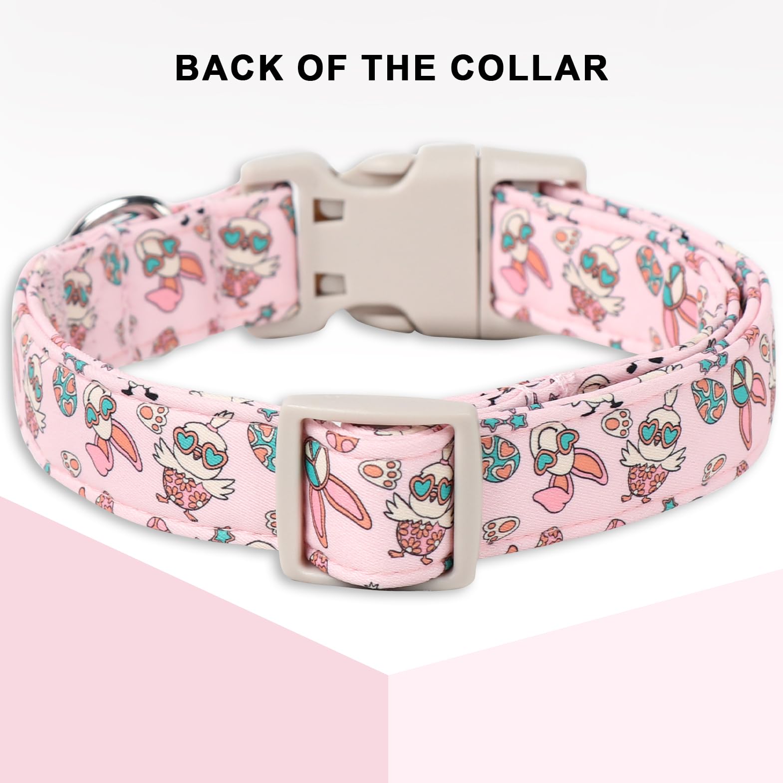 Unique Style Paws collar rosa con conejito, estilo festivo para sesiones.