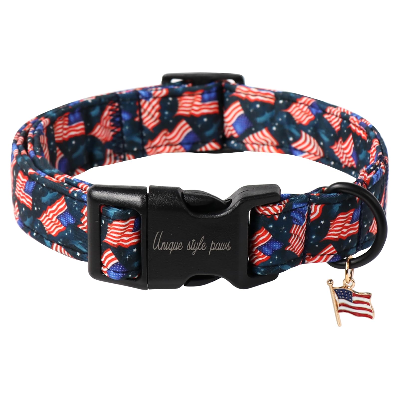 Collar patriótico Unique Style Paws con bandera americana para fiestas y fotos.