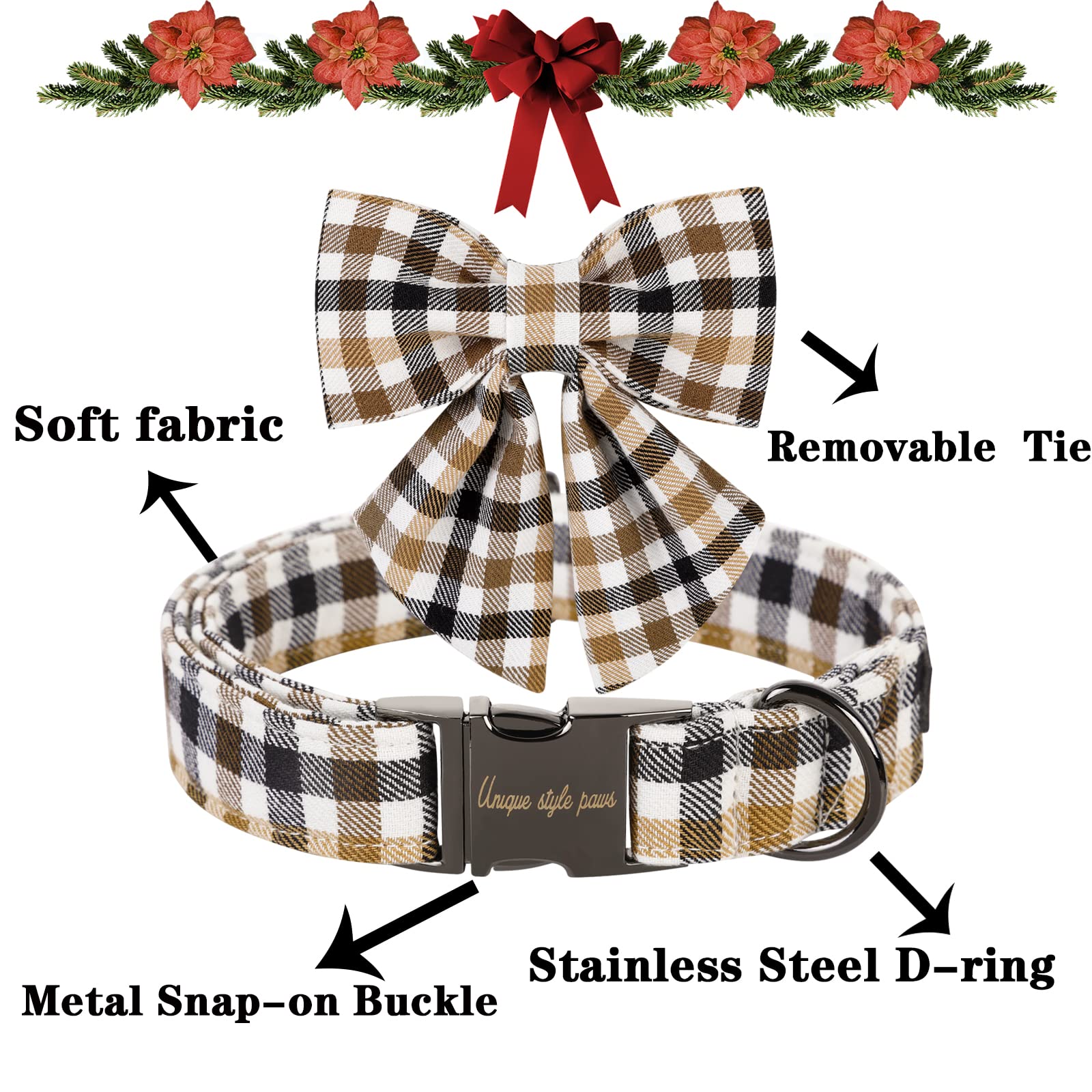 Unique style paws collar perro removible lazo, opción versátil para combinar con otros collares