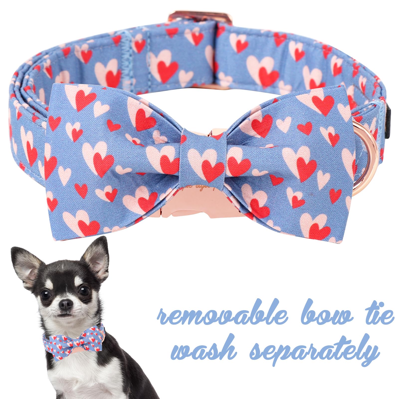 Unique style paws collar azul con lazo removible: ideal para fiestas y paseos