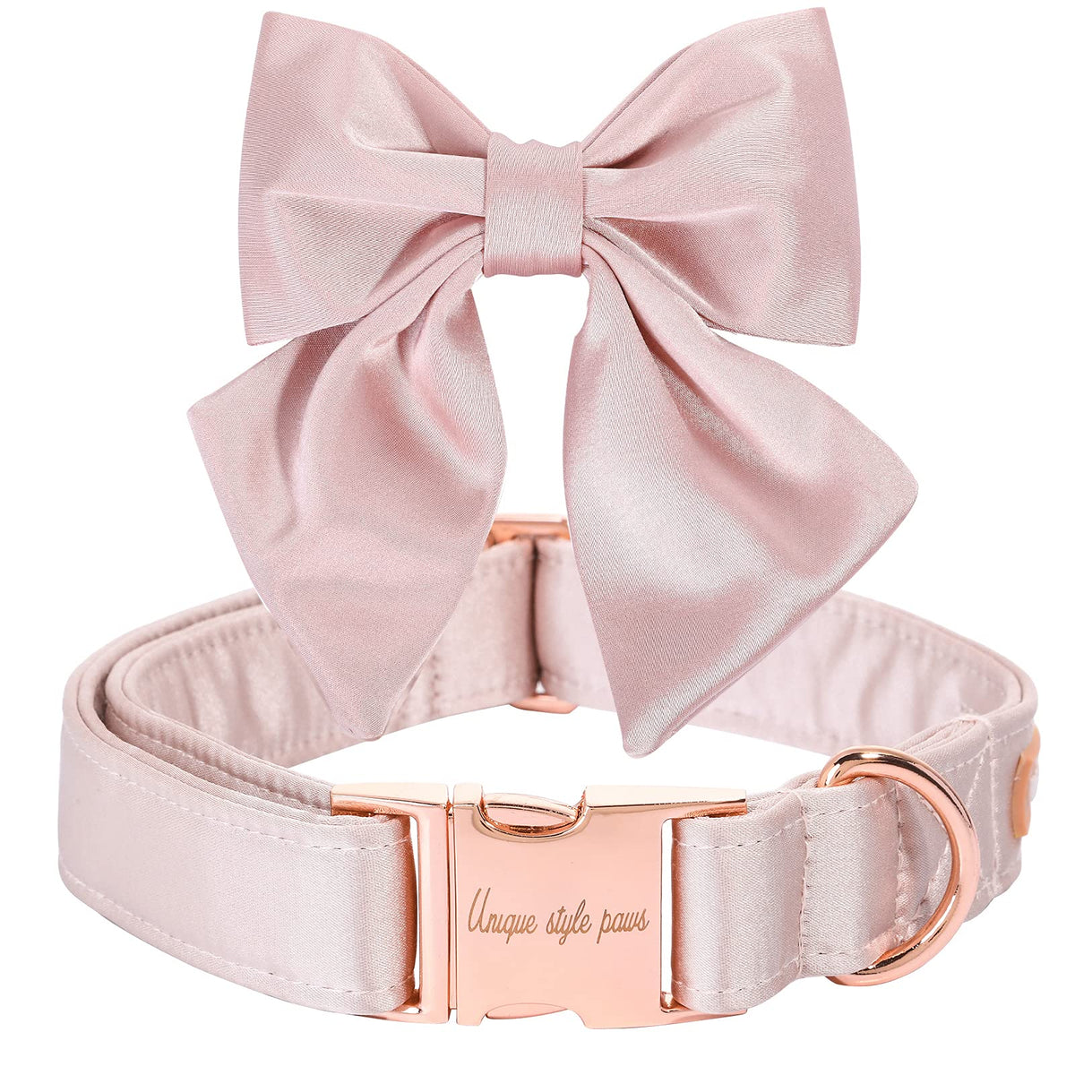 Unique Style Paws collar seda rosa, look elegante para paseo