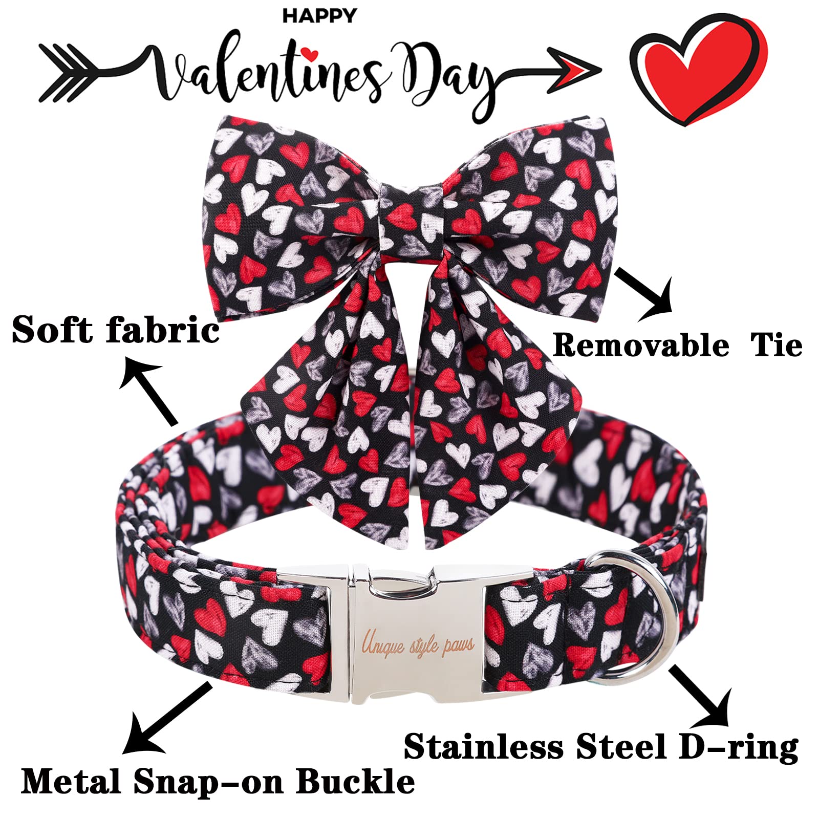Lazo desmontable de Unique Style Paws en collar para personalizar su look.