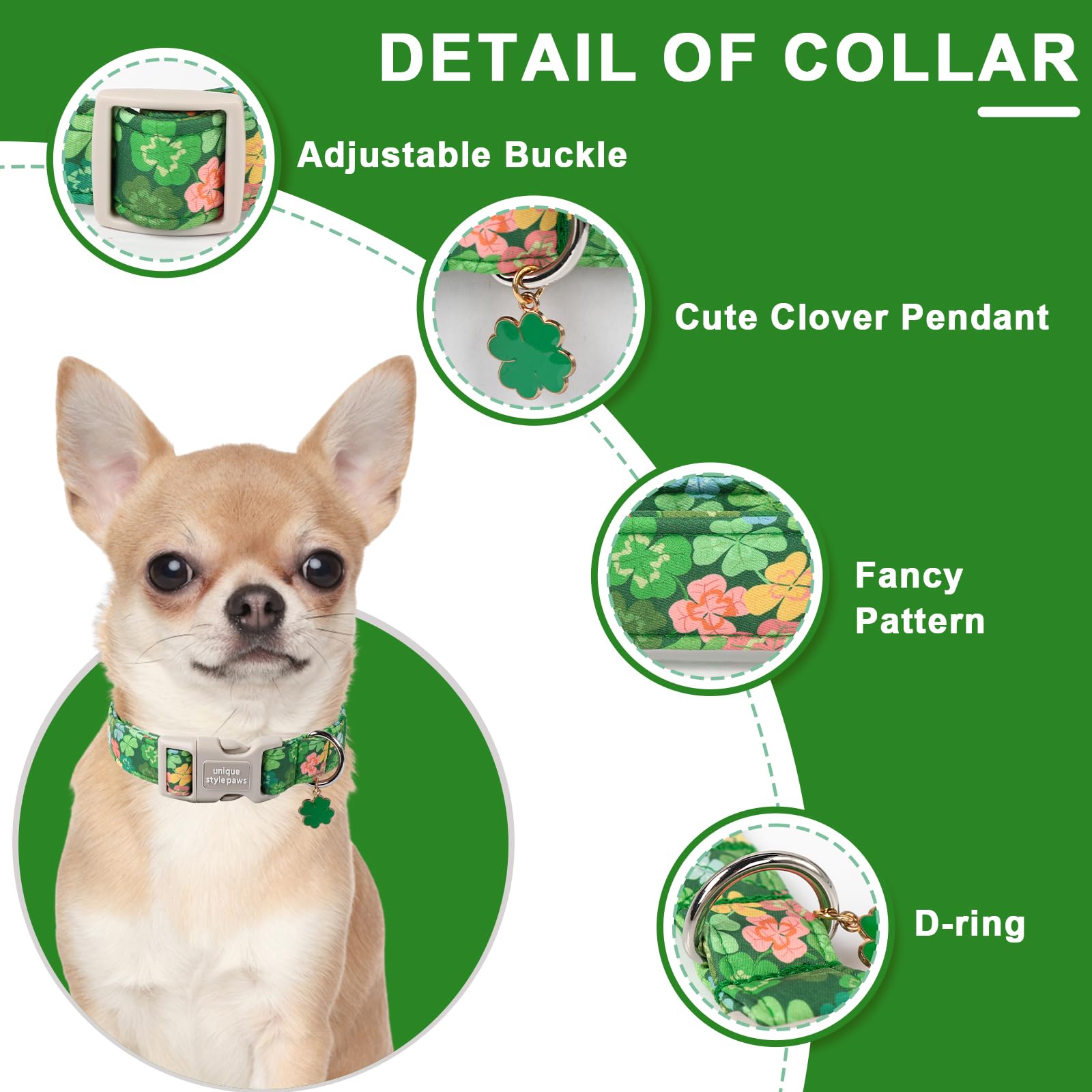Hebilla rápida de plástico en collar St Patrick's para colocación rápida