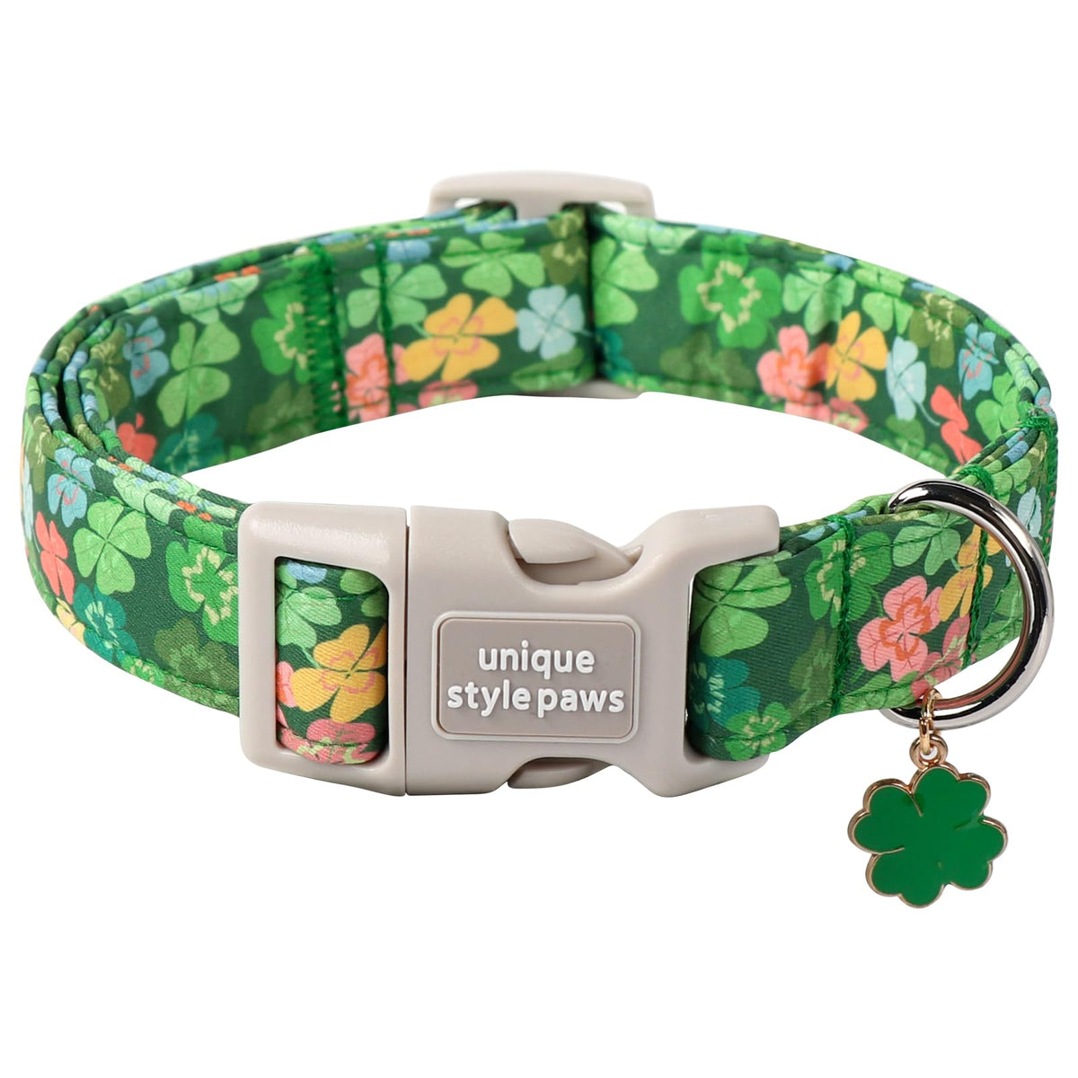 Collar St Patrick's de Unique Style Paws con trébol, ideal para fiestas