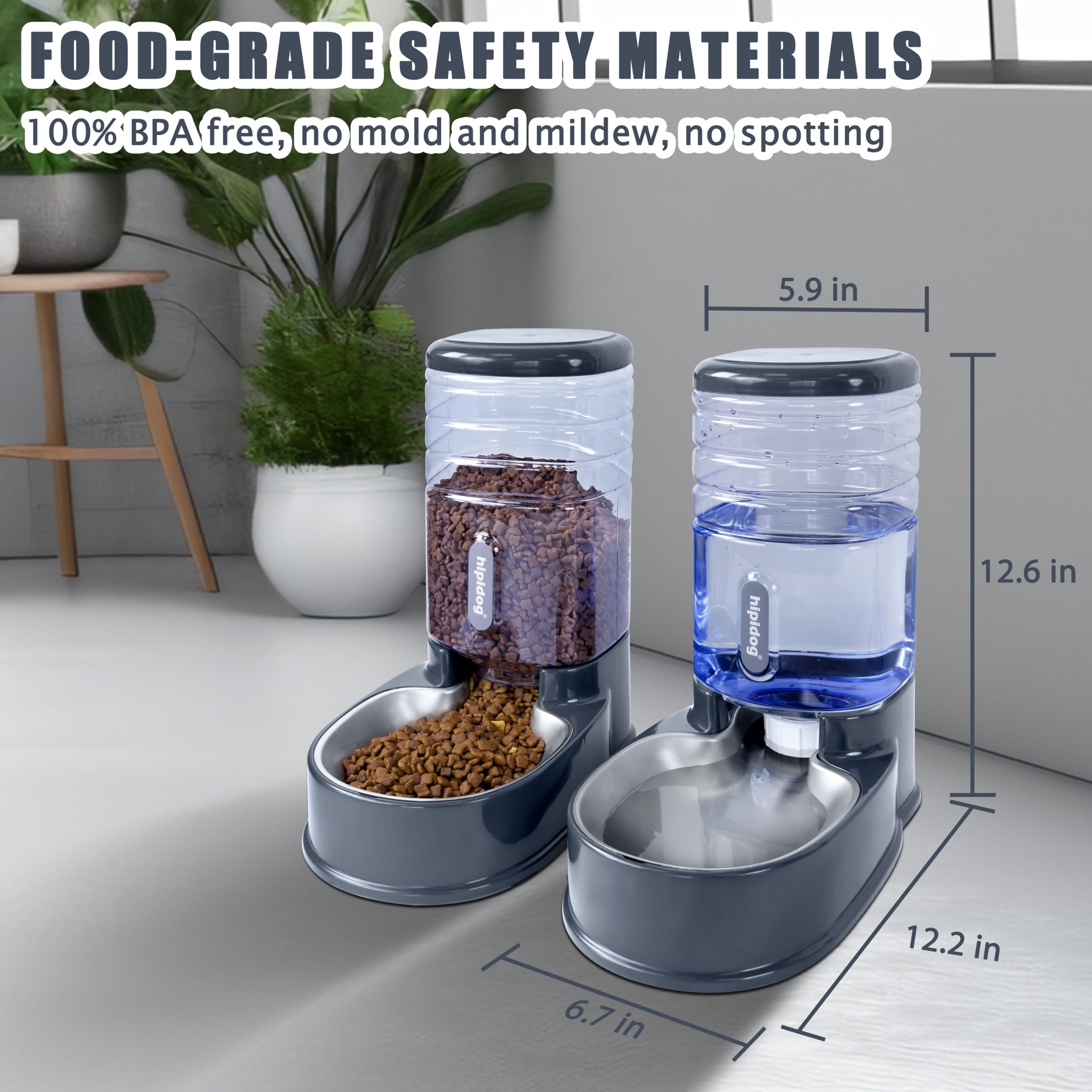 Bebedero de agua gravitatorio UniqueFit mantiene el agua fresca para las mascotas.