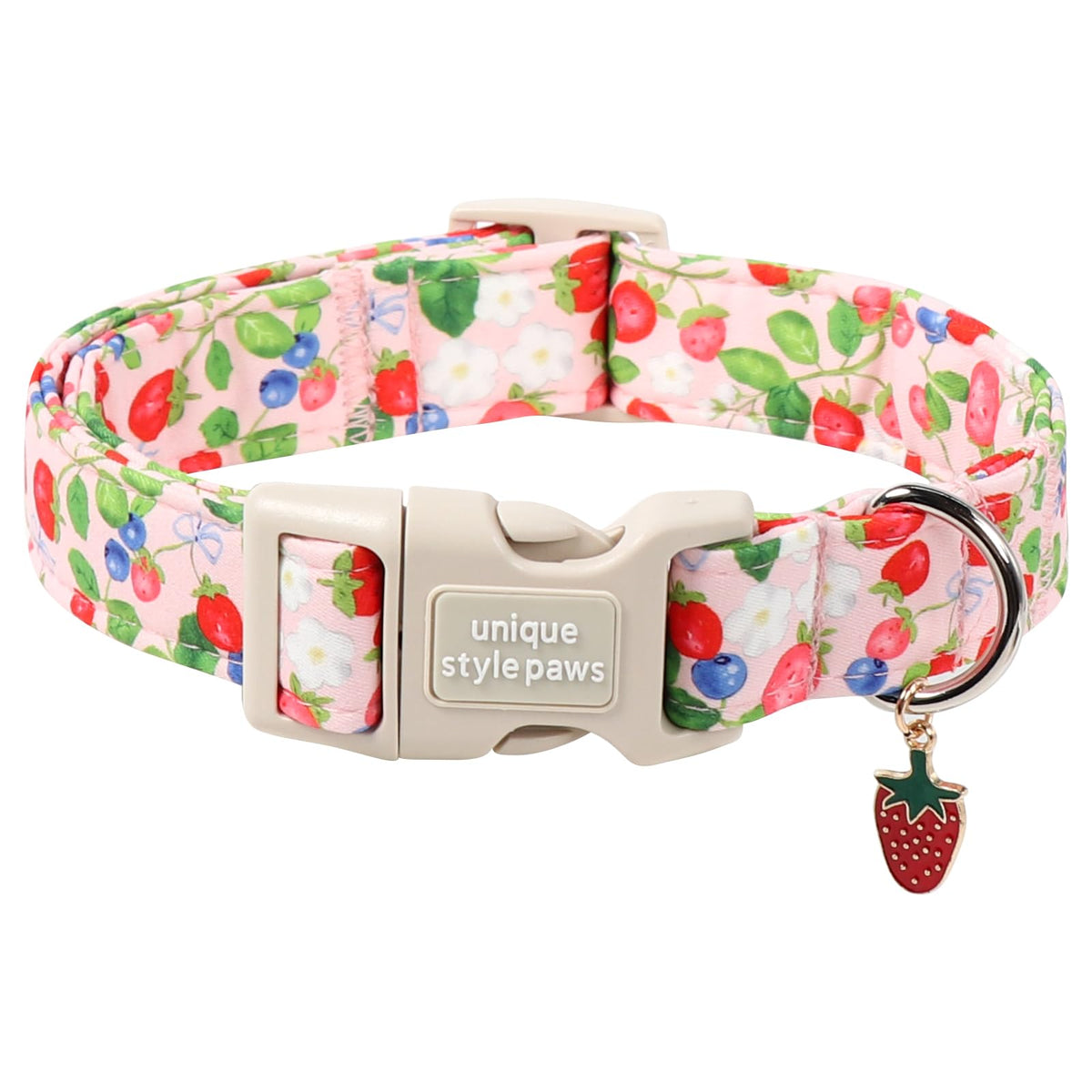 Unique Style Paws collar rosa fresa con ajuste cómodo para todas las tallas.