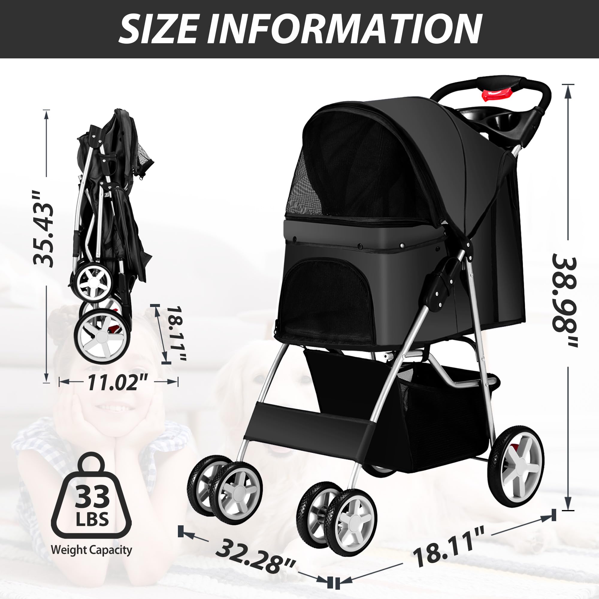 Unisakey carrito mascotas canasta-almacenamiento, espacio para juguetes y snacks