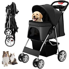 Unisakey carrito mascotas cuatro-ruedas: plegable para paseos cómodos