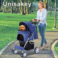 Unisakey carrito con malla ventilada, ideal para mantener a tu mascota fresca durante paseos.