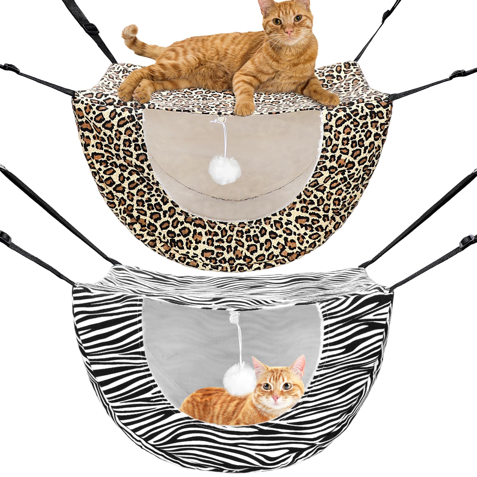 Unittype hamaca colgante para gato, doble capa, estilo leopardo para comodidad.