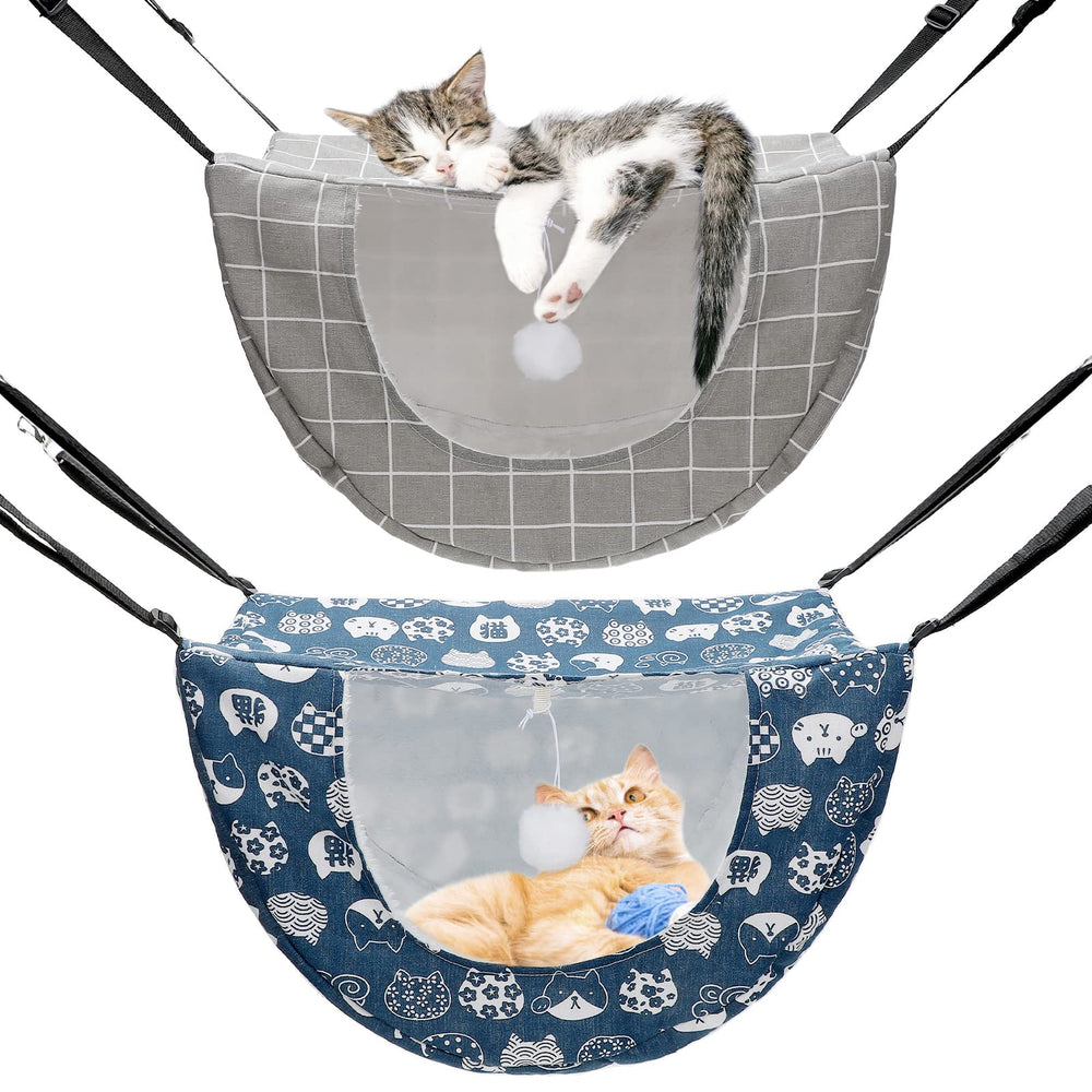 Hamaca Unittype doble capa con patrón de cuadros para descanso cómodo de gatos.