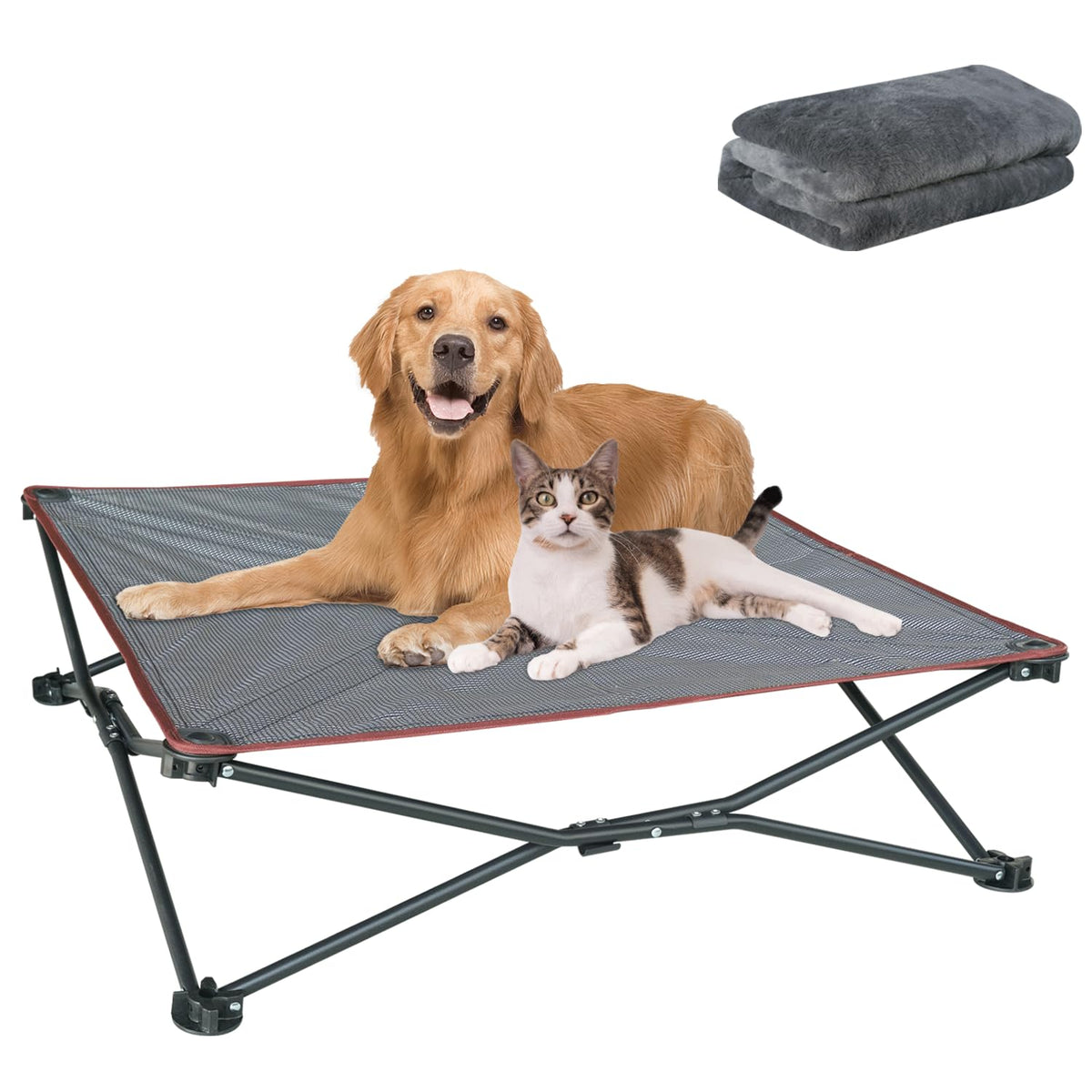 Cama para perro Unp plegable con apertura rápida para uso en casa o camping.
