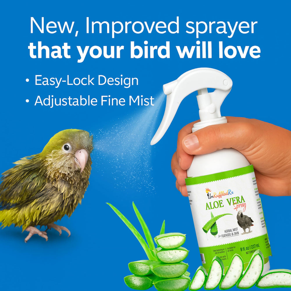 Uso diario de UnRuffledRx Aloe Vera para la piel de aves.