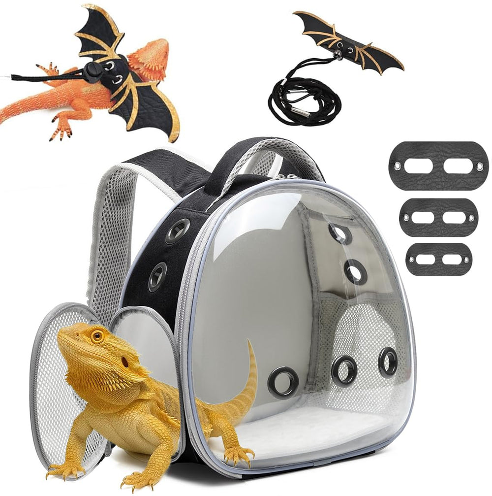 UOOPET mochila transporte dragon barbudo con ventana burbuja frontal para observar entorno.
