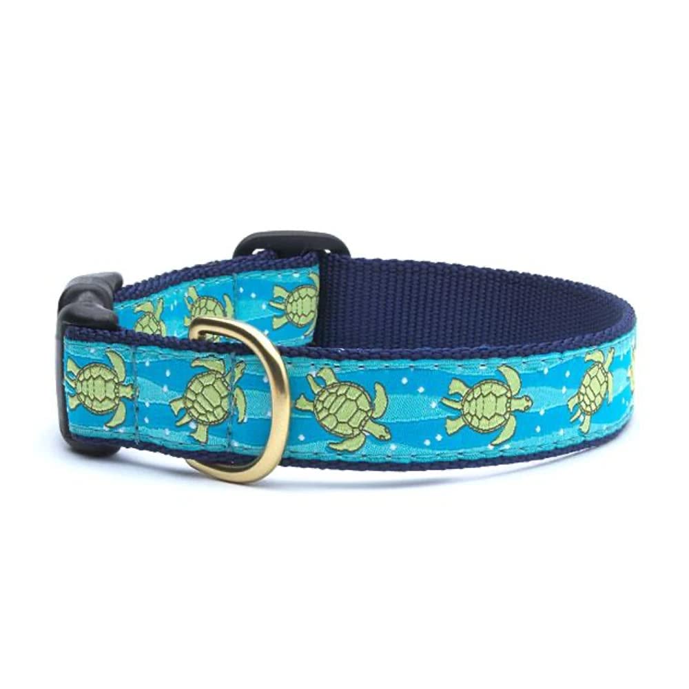 Collar Up Country con patrón tortuga marina XX-Large, 1 pulgada de ancho, para paseos seguros.