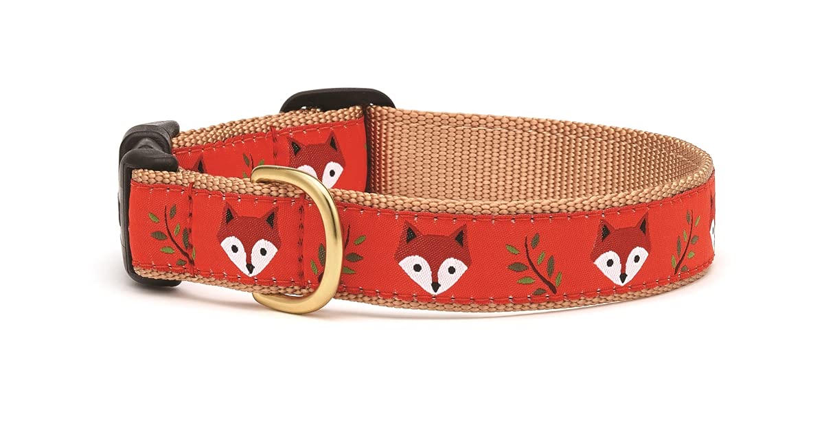 Collar Up Country con patrón zorro para perros, cómodo, duradero y apto para paseos diarios