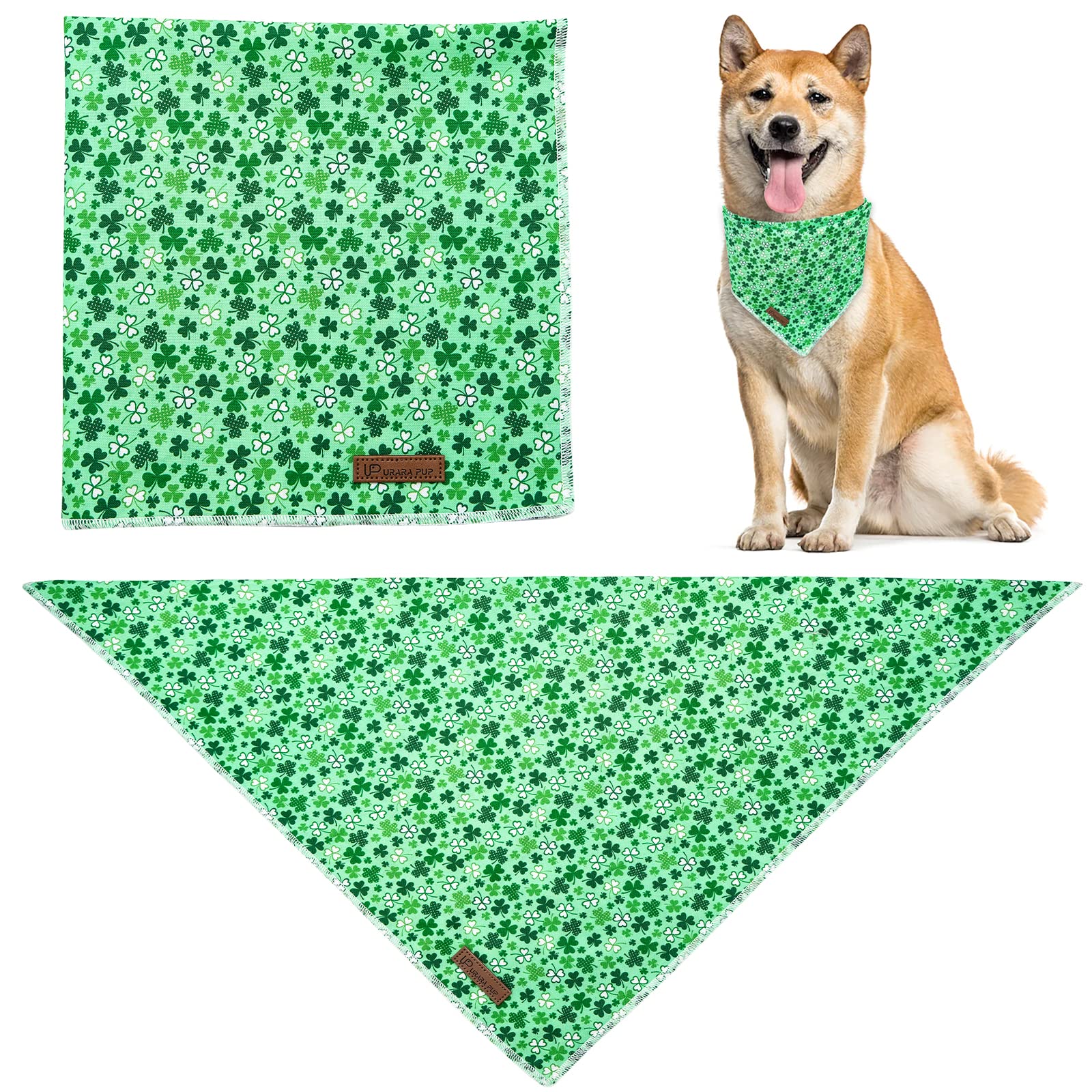 UP URARA PUP bandana verde de algodón, fácil de poner para paseos.