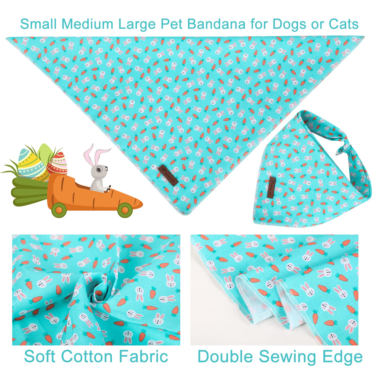 UP URARA PUP bandana para perro diseño azul con conejo, perfecto para Pascua