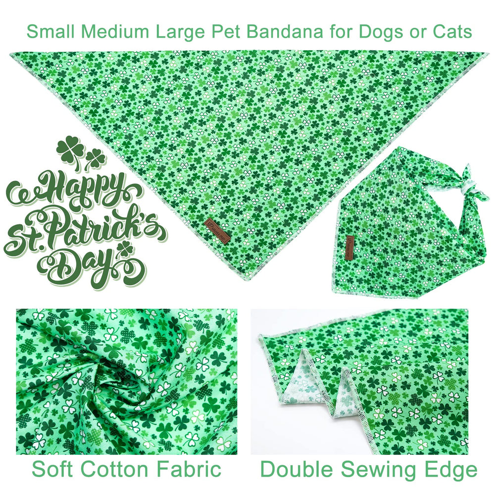 UP URARA PUP bandana verde diseño trébol, suave algodón para uso diario.