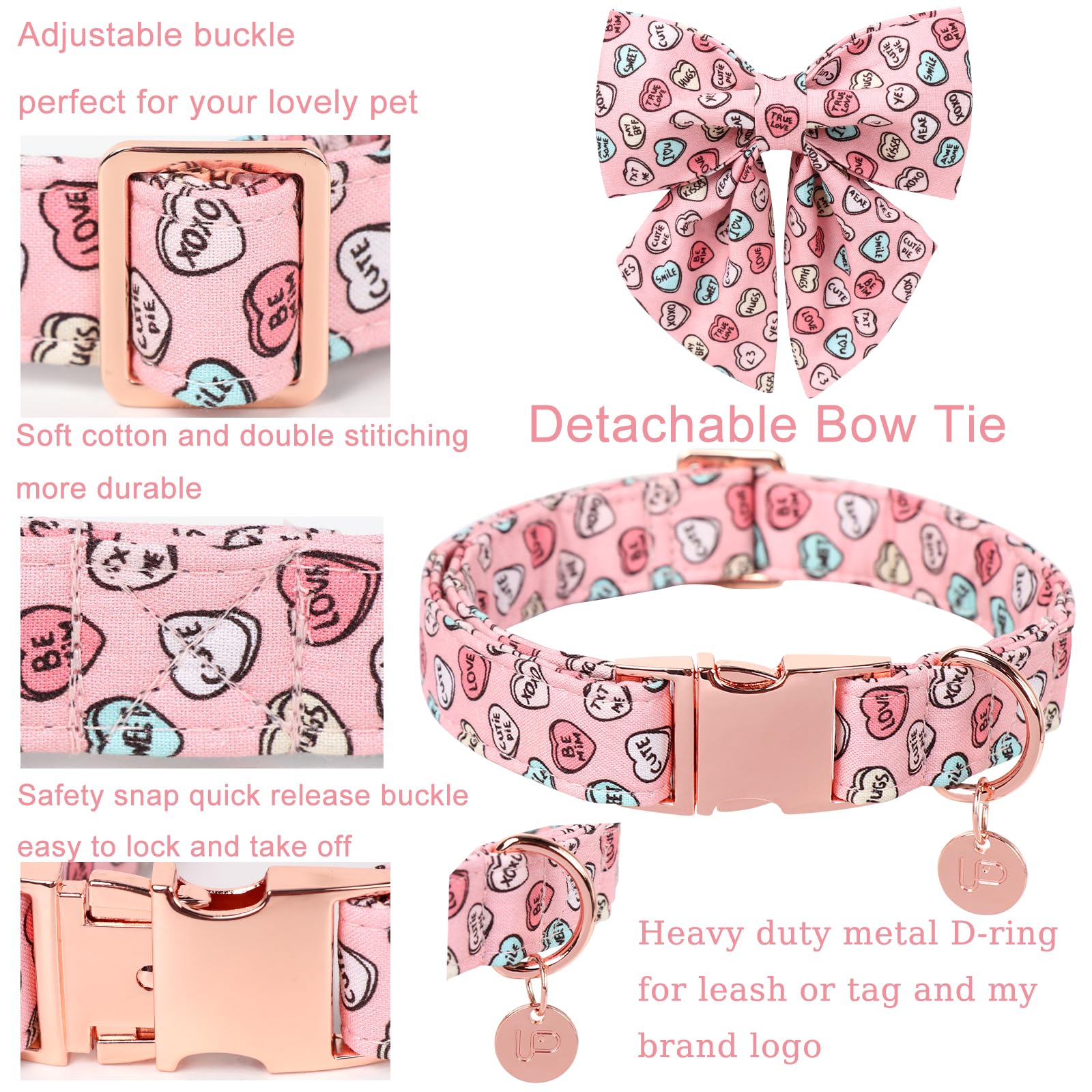 UP URARA PUP collar ajustable con hebilla de metal, fácil de poner y quitar.