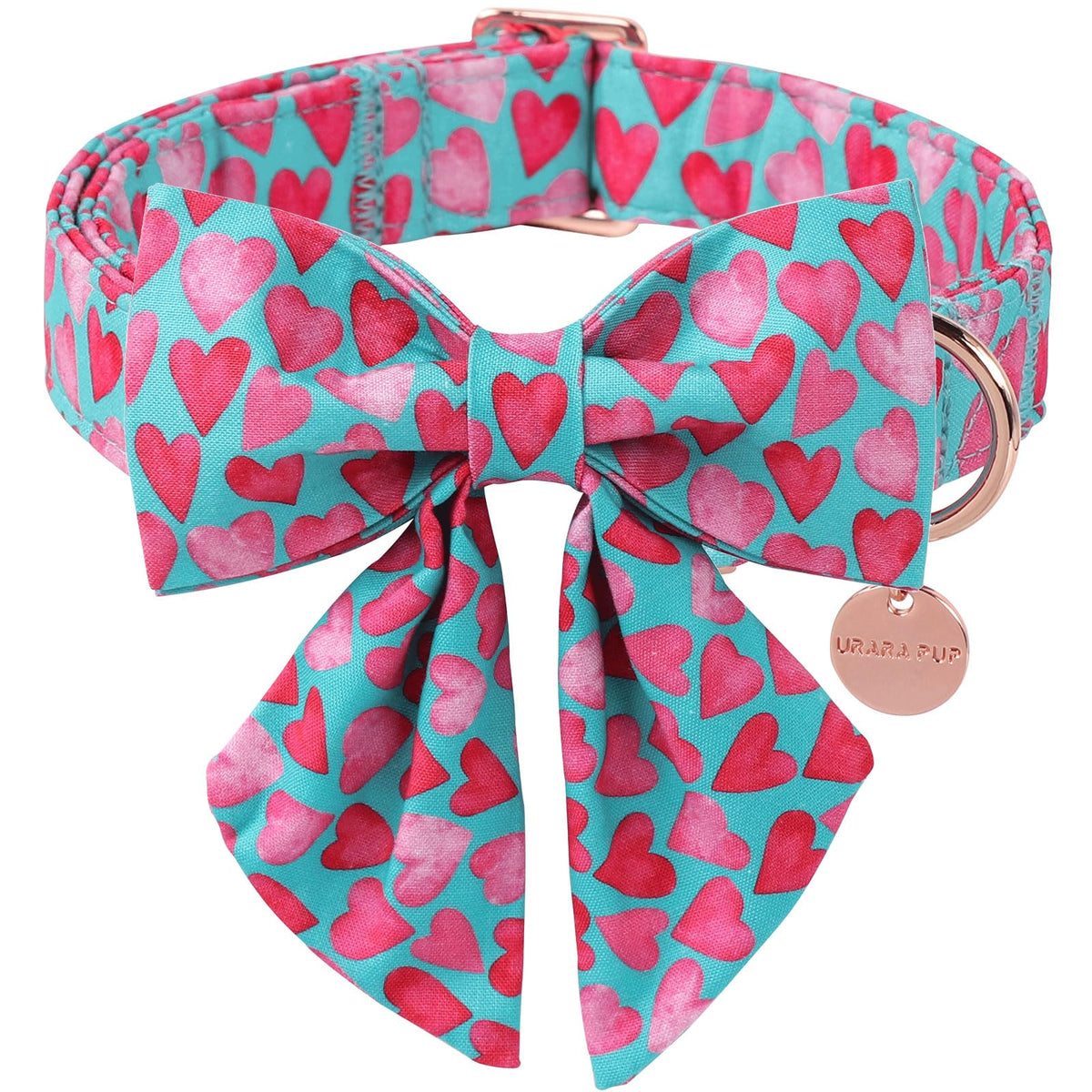 UP URARA PUP collar Corazón Rosa Lazo, ideal para uso diario.