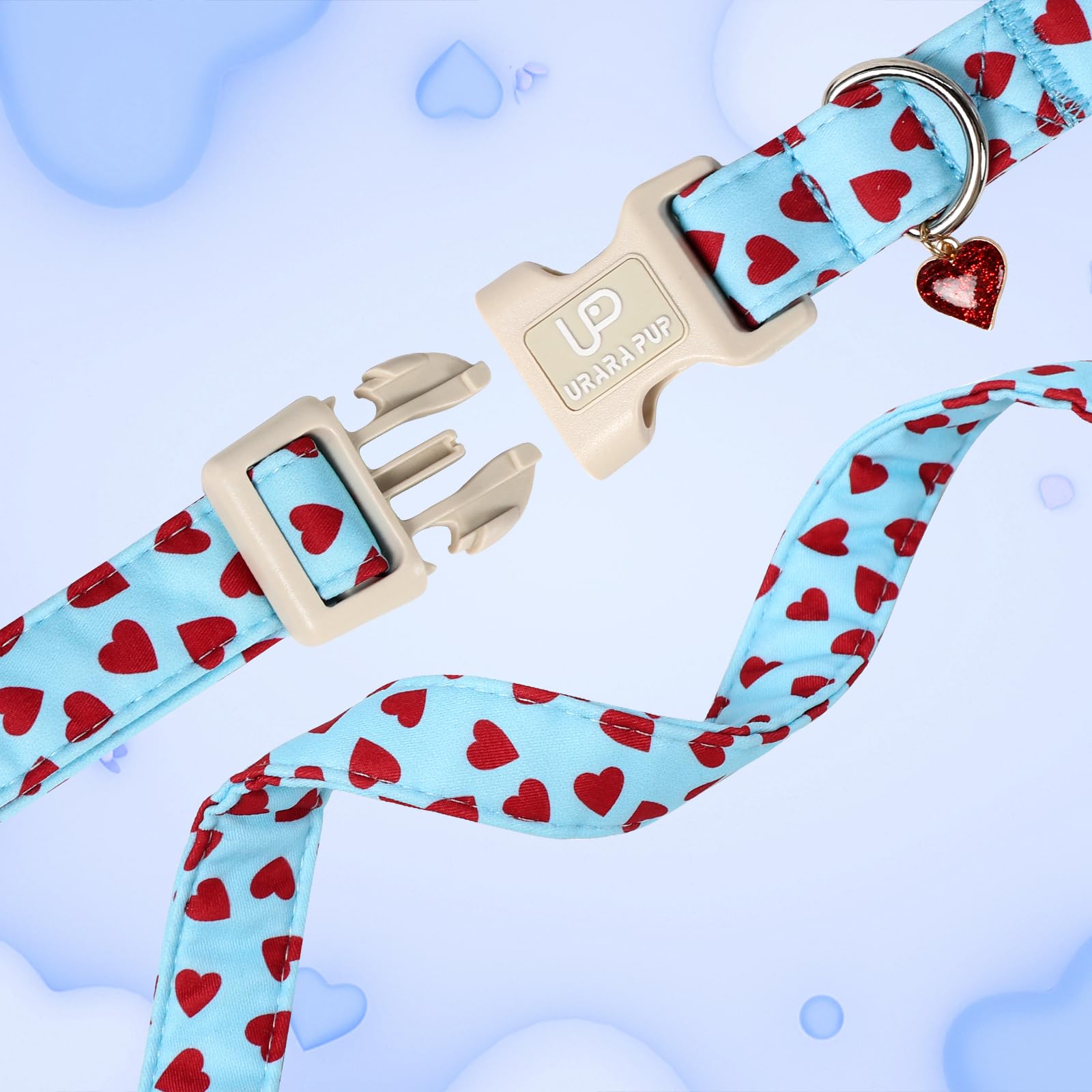 UP URARA PUP collar a cuadros rosa, suave y transpirable.