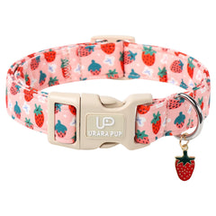 UP URARA PUP collar con diseño de fresa para paseos veraniegos.