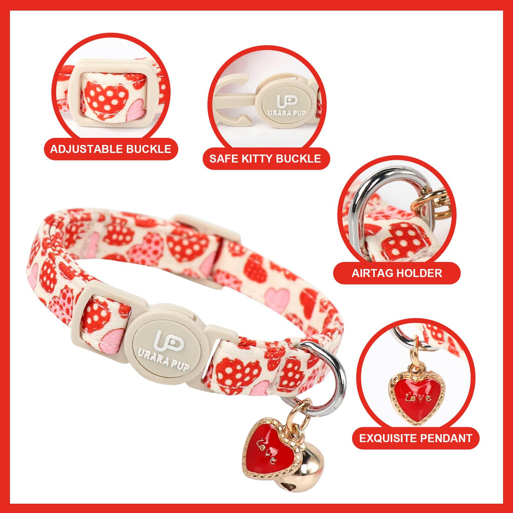 Collar UP URARA PUP para gatos con campana rosa, ideal para detectar visitas.