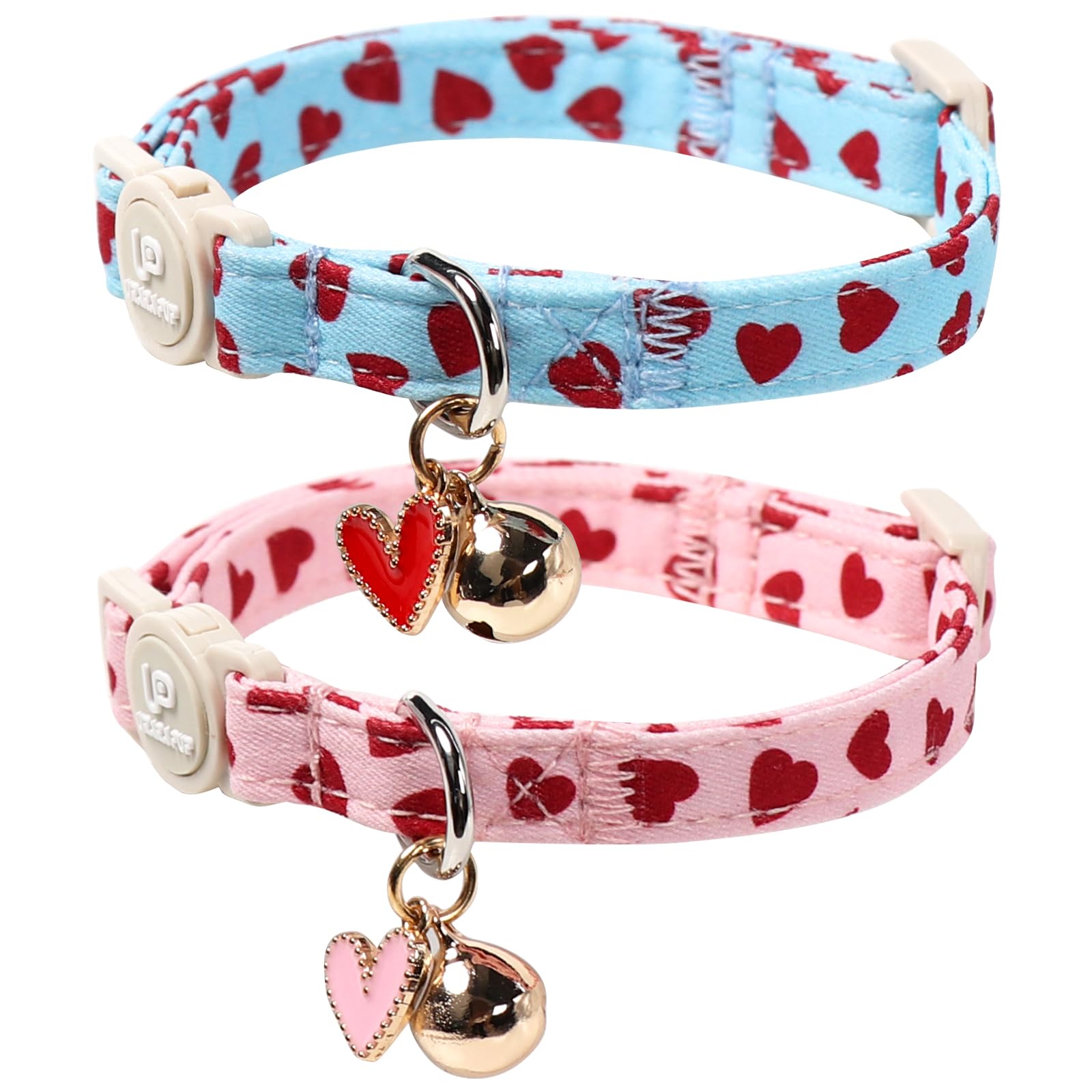 UP URARA PUP collar gatuno rosa con corazones, cómodo y estiloso para diario