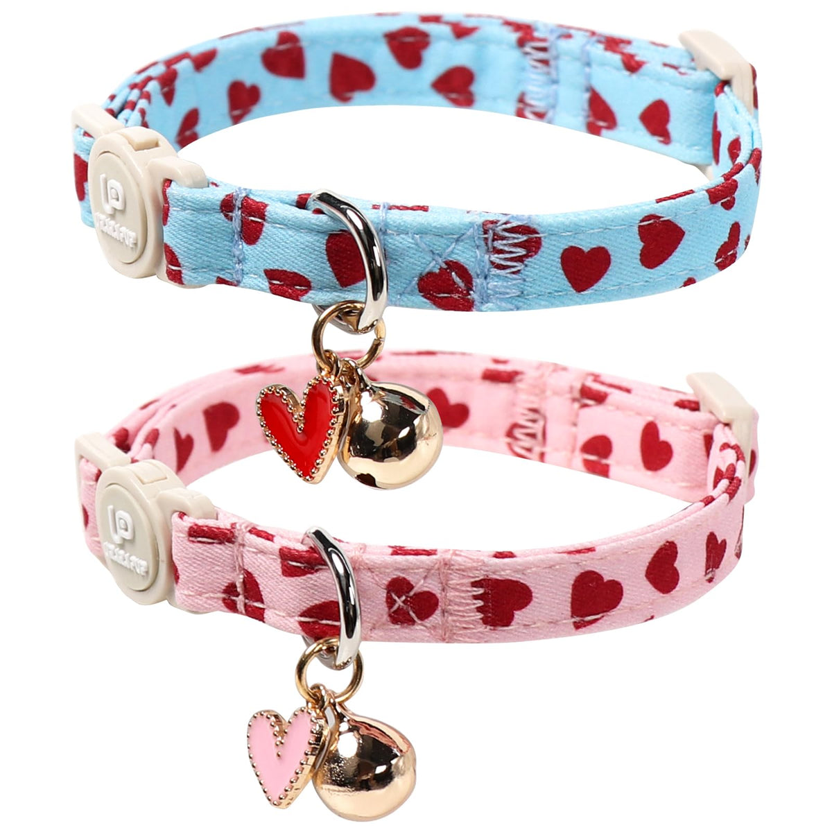 UP URARA PUP collar gatuno rosa con corazones, cómodo y estiloso para diario