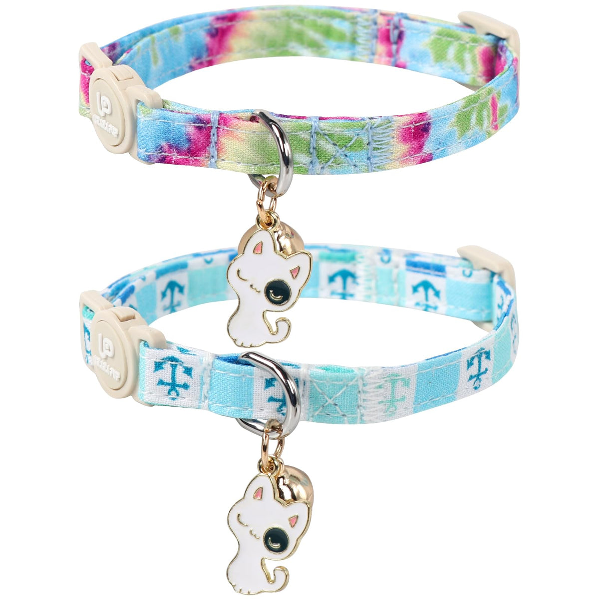 Collar UP URARA PUP para gato, dos-pack veraniego azul con rejilla.