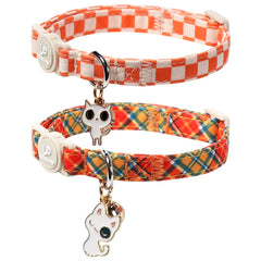 UP URARA PUP collar para gatos; patrón otoño naranja, cómodo y ajustable para usar todo el día.