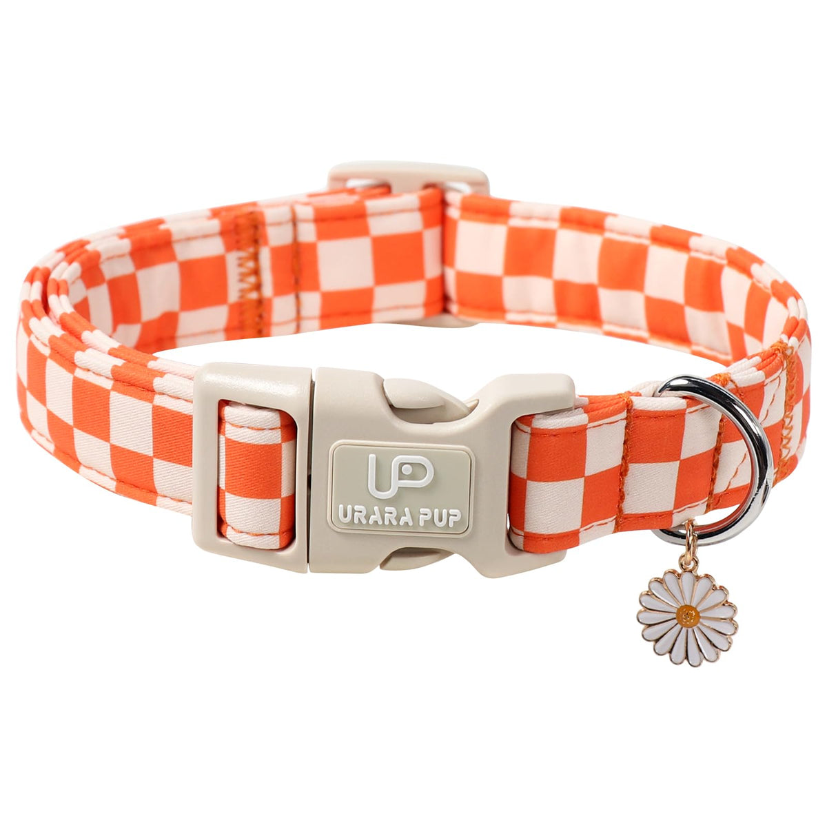 UP URARA PUP collar gingham naranja otoño para paseos cómodos