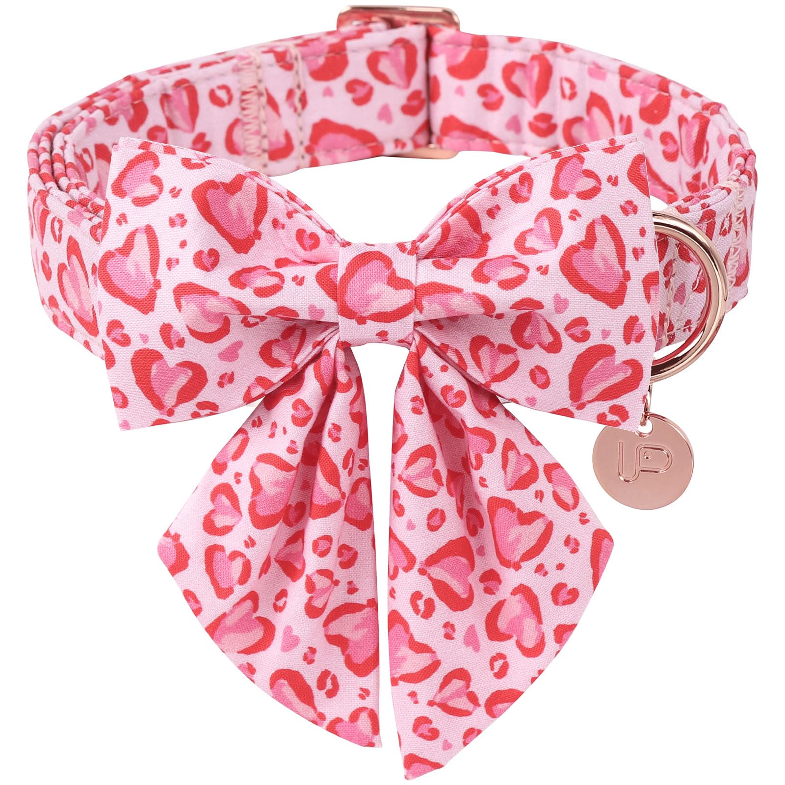 Collar UP URARA PUP con lazo corazon rosado para paseos diarios